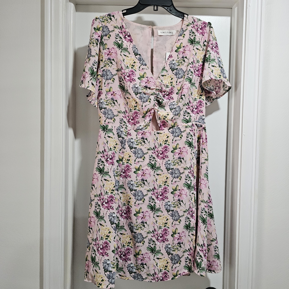 Floral Mini Dress with V-Neck